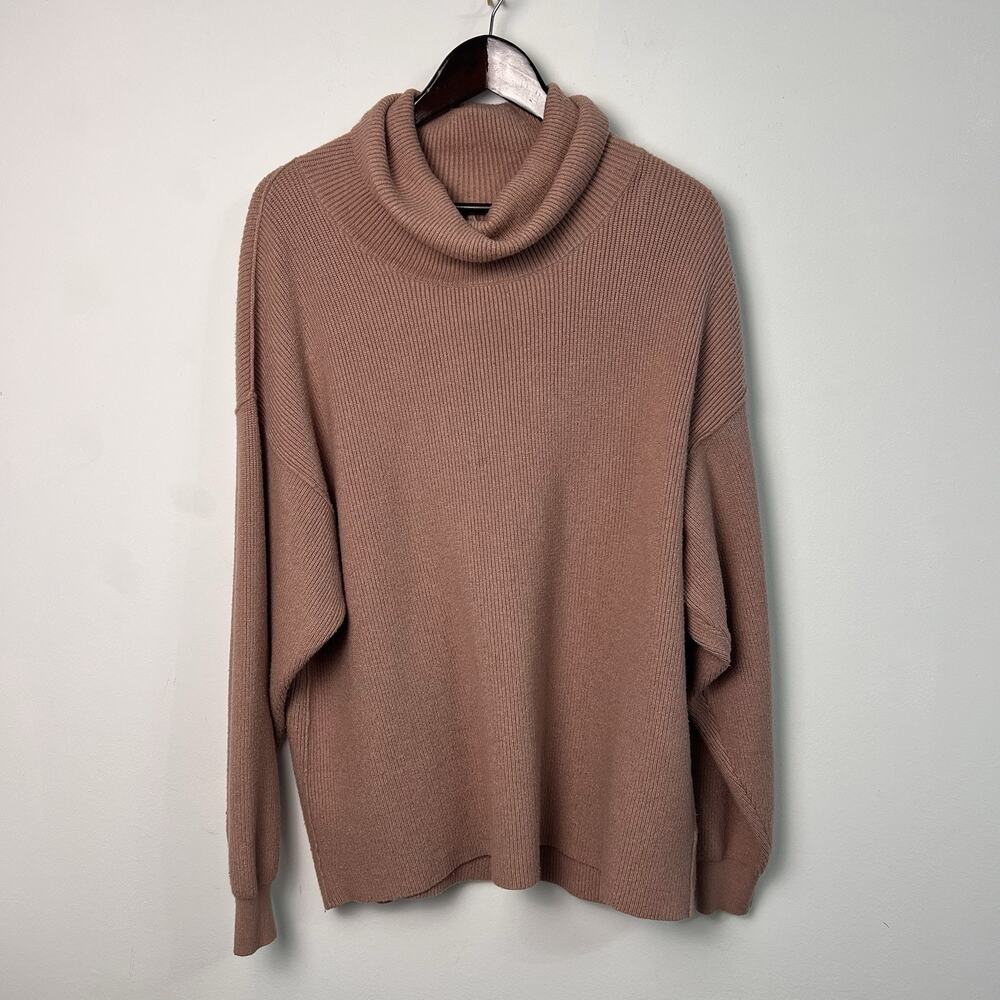 Free People Ribbed Knit Sweater Oversized Turtleneck Cream Women’s Medium